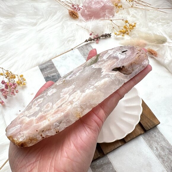 Beautiful Pink Amethyst with Flower Agate Slab - Picture 4 of 6